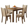 Conjunto Sala de Jantar Cíntia Madesa Mesa Tampo de Madeira com 4 Cadeiras - Rustic/Crema/Pérola